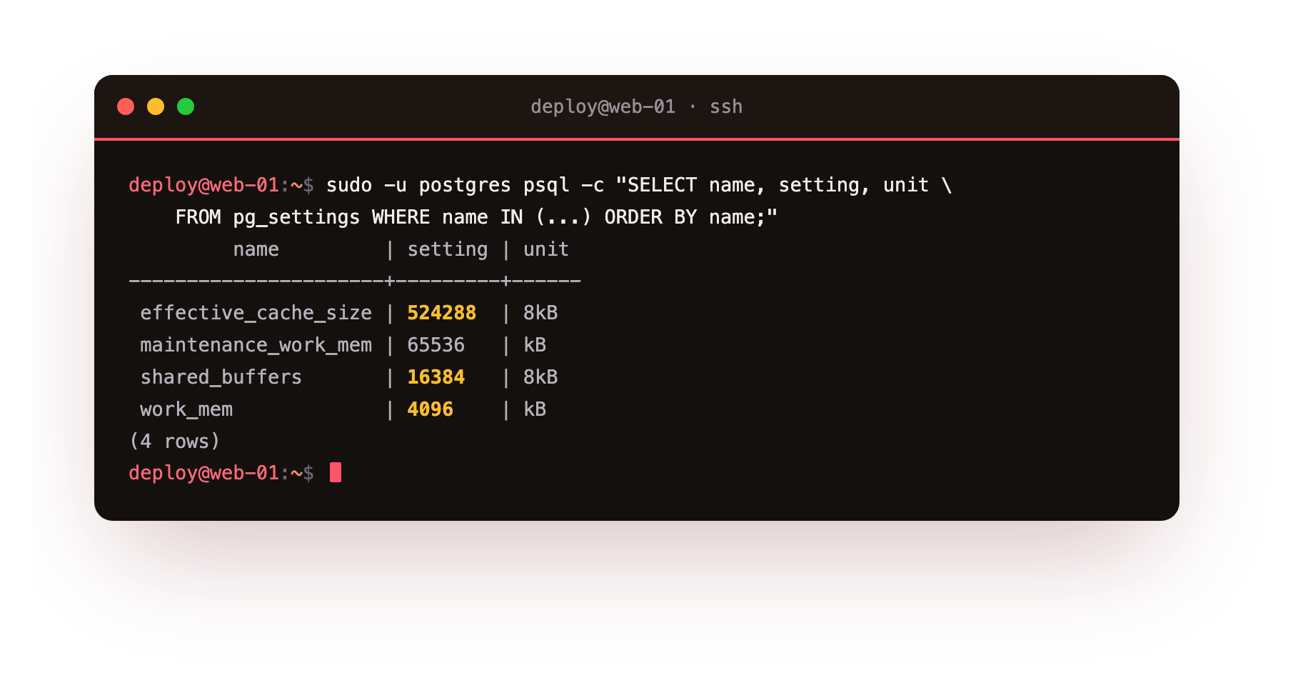 Default memory settings are conservative on a 1.9 GB box