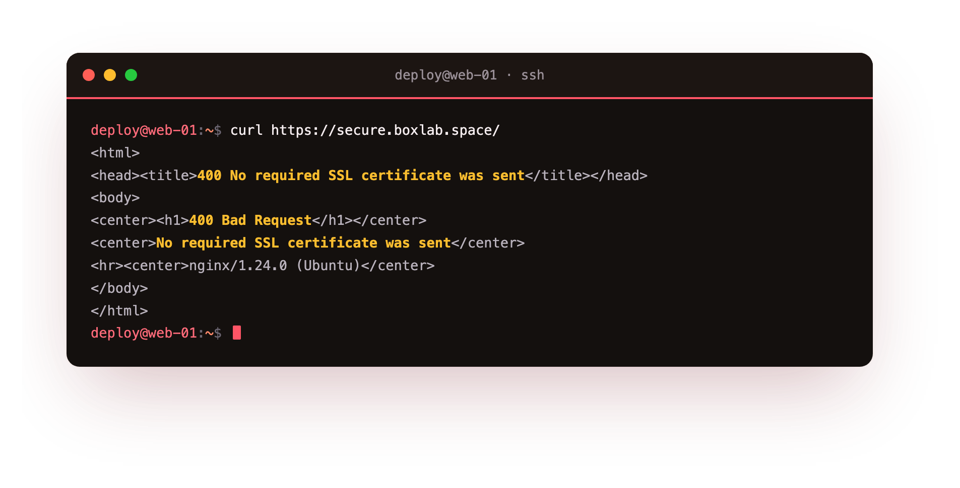 curl with no client certificate rejected by nginx with 400 No required SSL certificate was sent