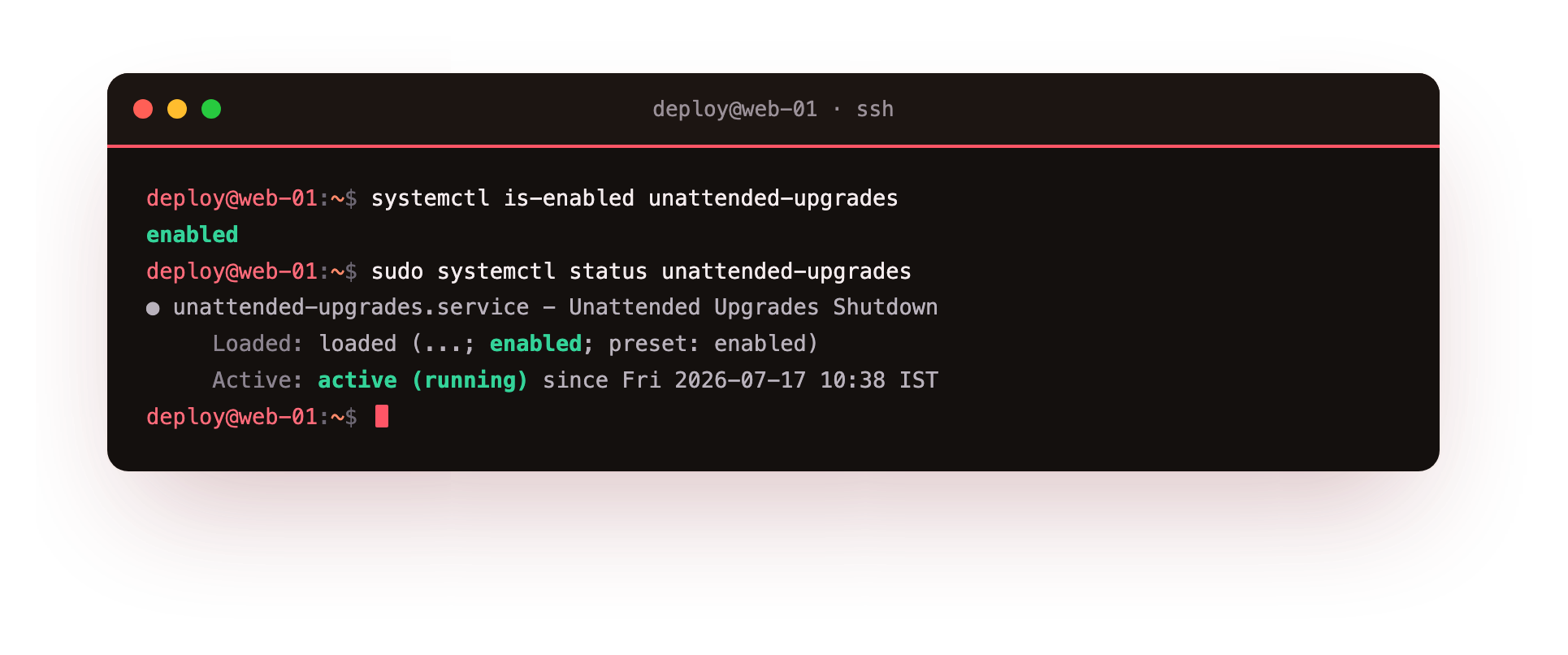 Unattended security upgrades enabled and running