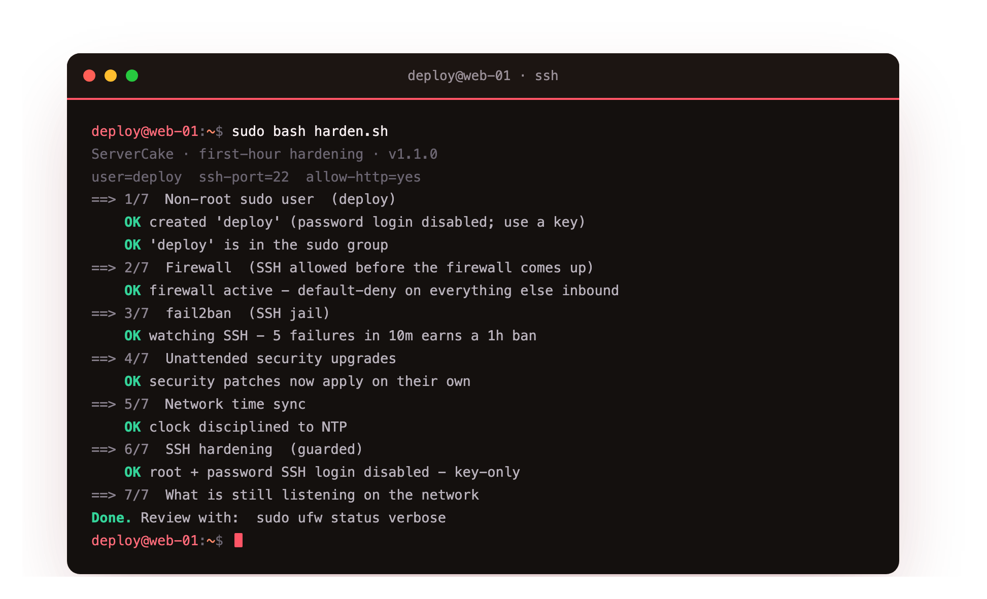 Running the whole first hour as one tested script
