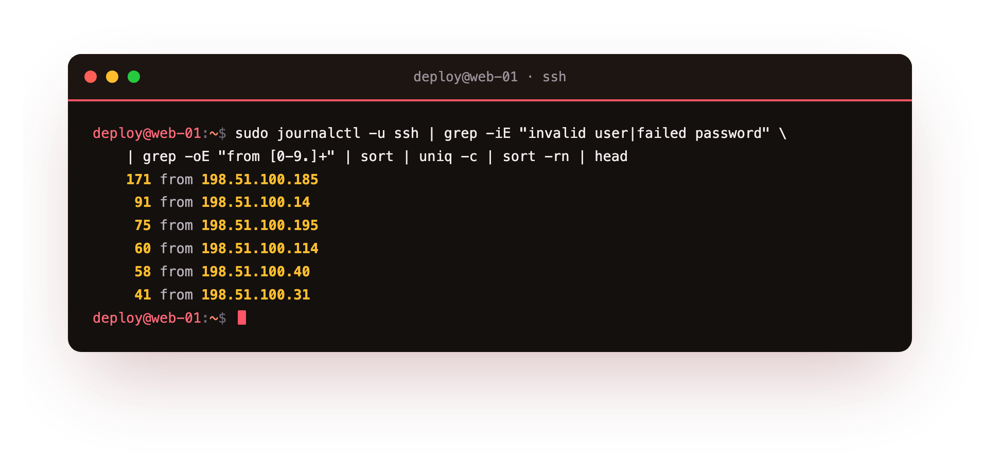 Hundreds of real, automated login attempts by source IP